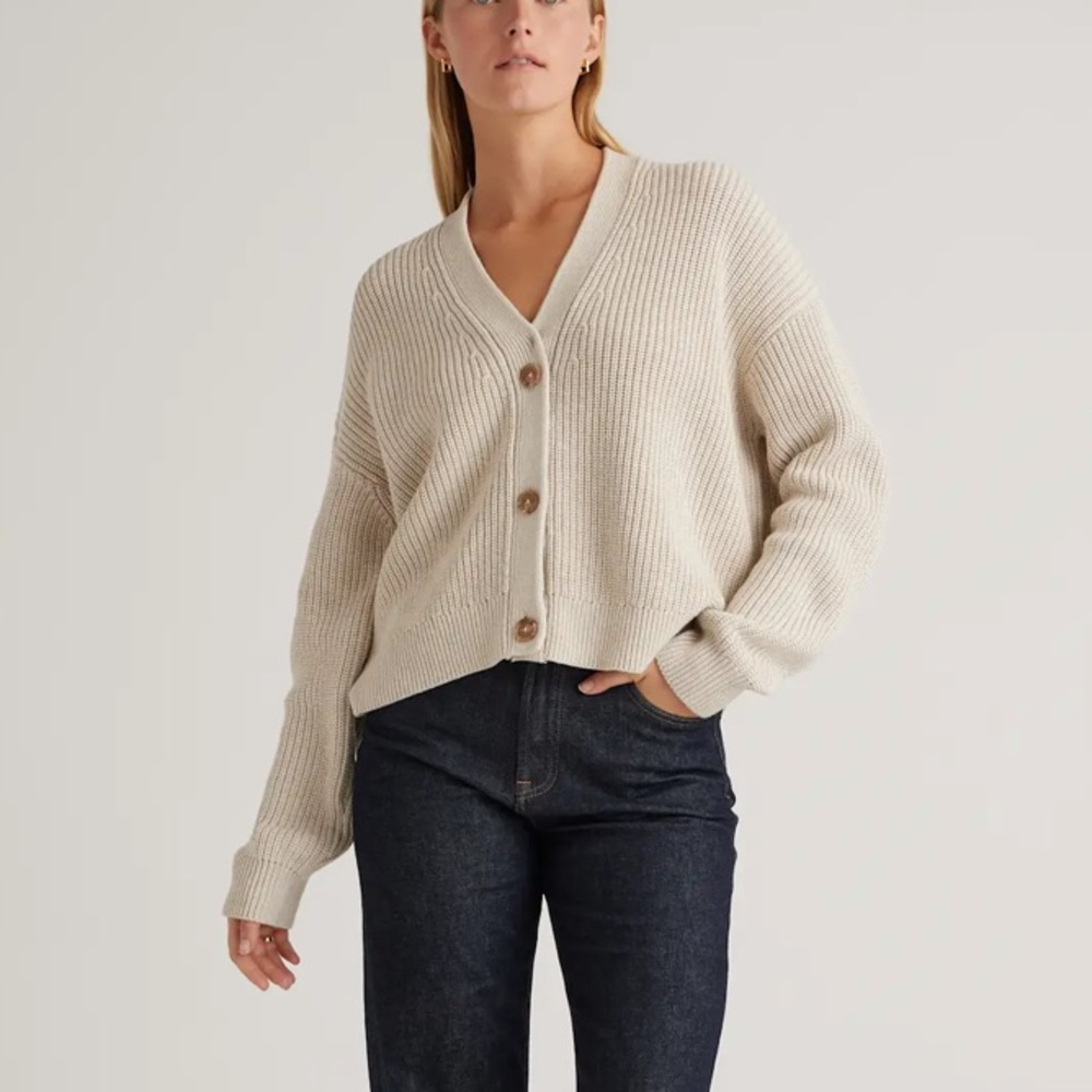 Quince Cream Women's Cardigan Sweater - Picture 2 of 8